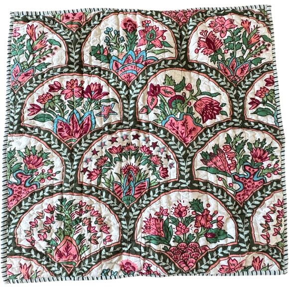 West Elm + Rhode Mushroom Floral Stripe Reversible Cotton Percale Euro Sham - Picture 1 of 8